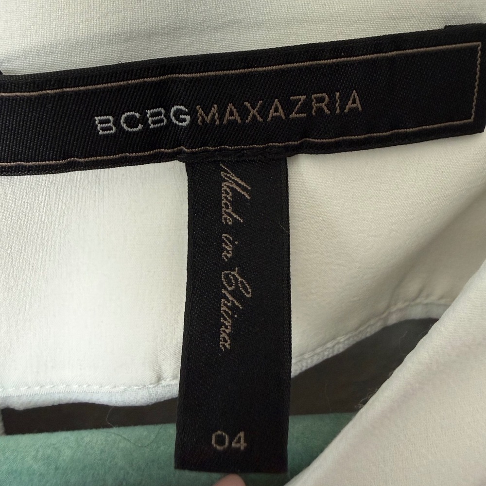 BCBGMAXAZRIA White Ruffle Mini Dress Open Back Cutout Size 4 - Picture 4 of 7
